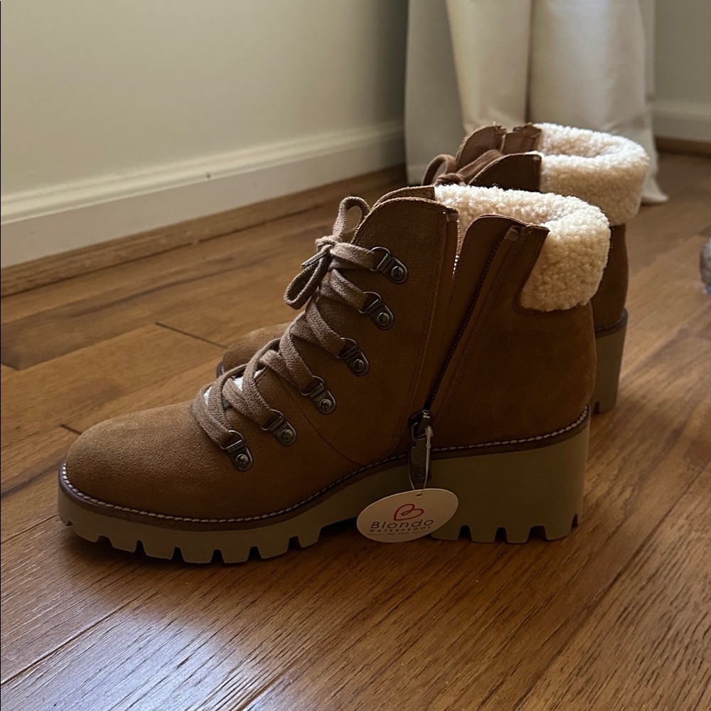 Blondo Brown Ankle Boots with Cream Lining